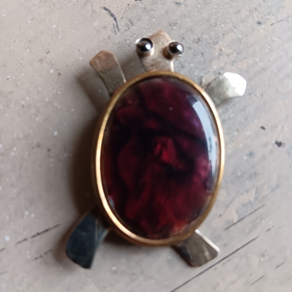 Vintage Turtle Purple Abalone Sterling Silver Pendant - Picture 5 of 8